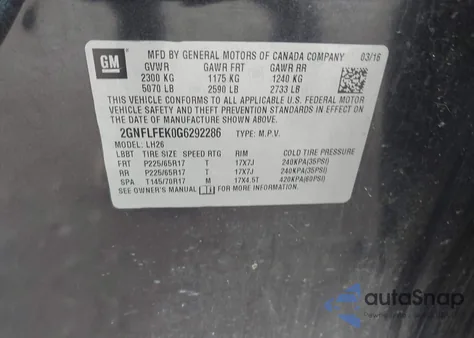 2016 Chevrolet Equinox Lt from USA, damaged, VIN 2GNFLFEK0G6292286